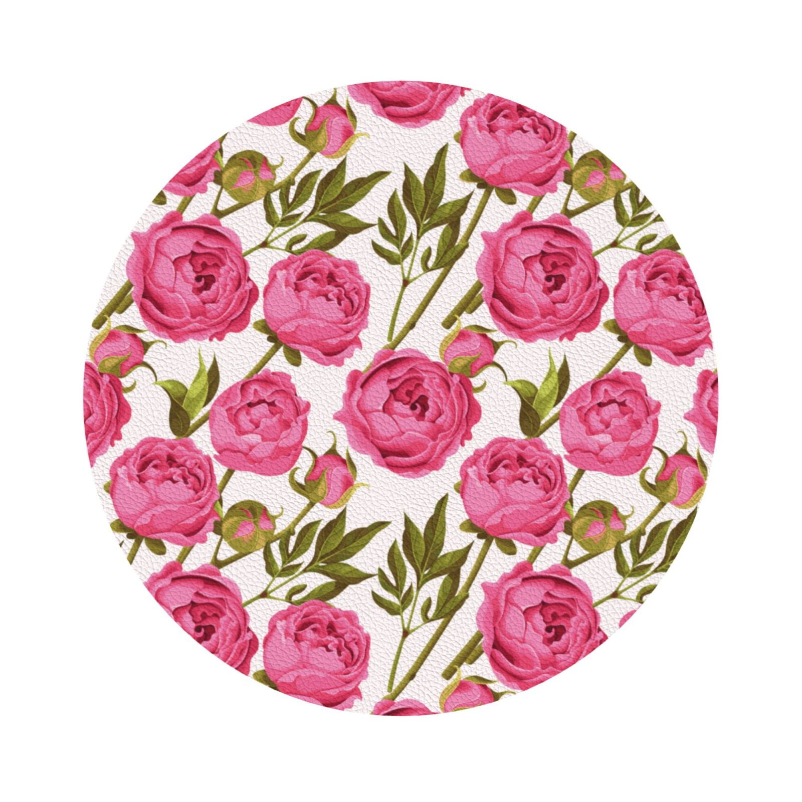 Noikeo Rose Flowers Print 6 Pcs Drink Coasters, Leather Absorbent