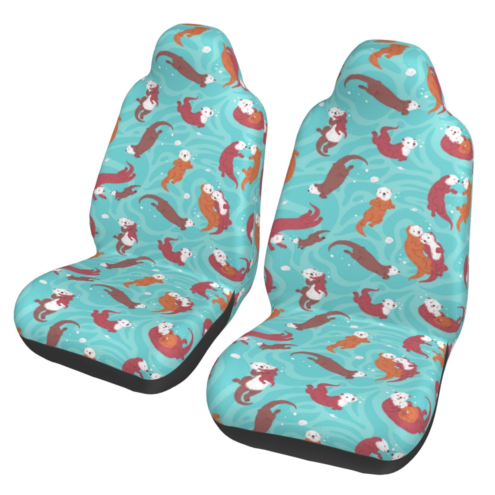Noikeo Sea Otters Family In Blue Water for Automotive Seat Covers (Set