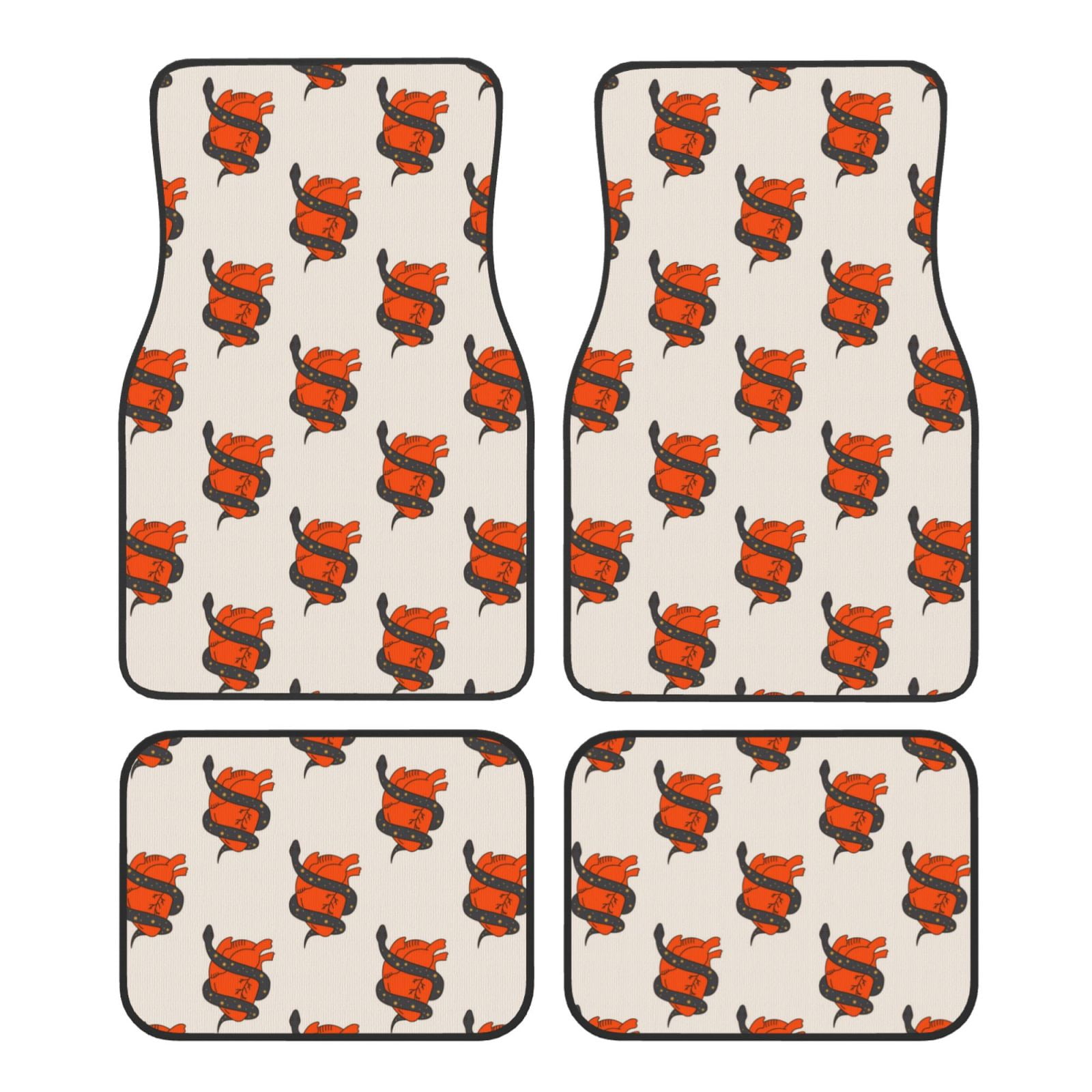 Noikeo Snake Around Heart for 4Piece Floor Mats, Custom Fit Car Mats