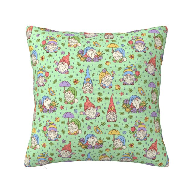 Noikeo Spring Gnomes Pattern Decorative Throw Pillow Covers,Square