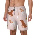 Noikeo Star Cute Dog Print Men's Swim Trunks with Compression Liner