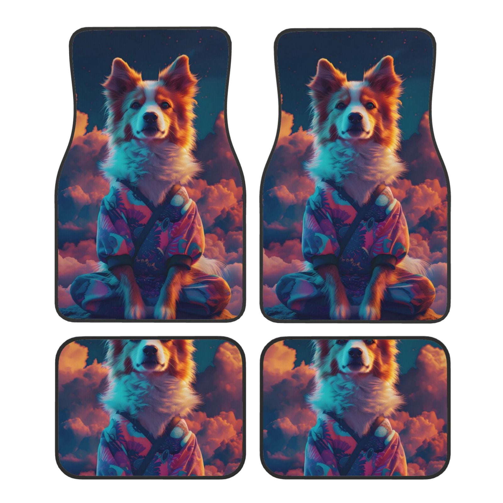 Noikeo Starry Sky White Cloud Puppy for 4Piece Floor Mats, Custom Fit