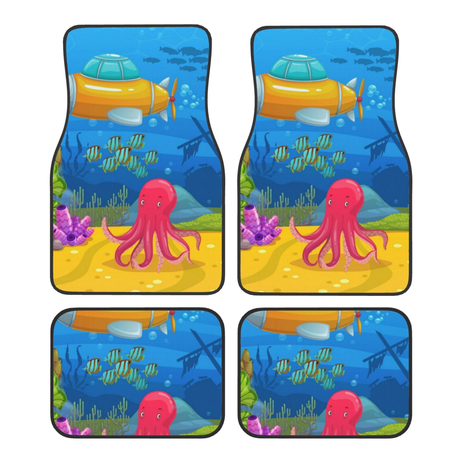 Noikeo Submarine And Landscape for 4Piece Floor Mats, Custom Fit Car