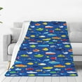 Noikeo Submarines And Whales Pattern Fleece Throw Blanket,Fleece Throw