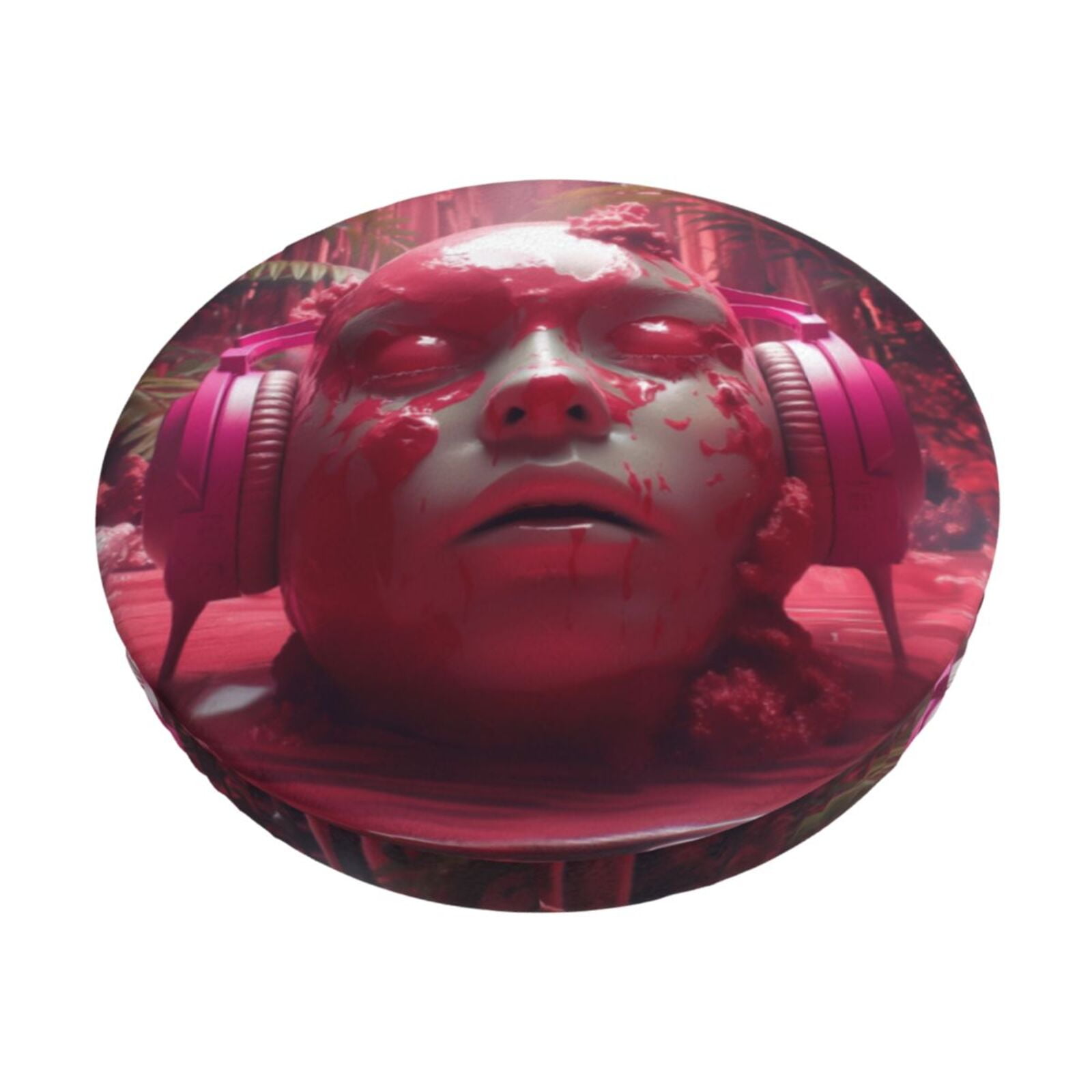 Noikeo Surreal Pink Headphones Pattern Bar Stool Cushion Cover, Round