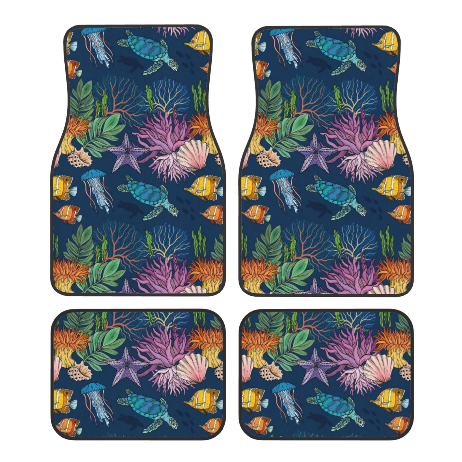 Noikeo Undersea Animals for 4Piece Floor Mats, Custom Fit Car Mats All