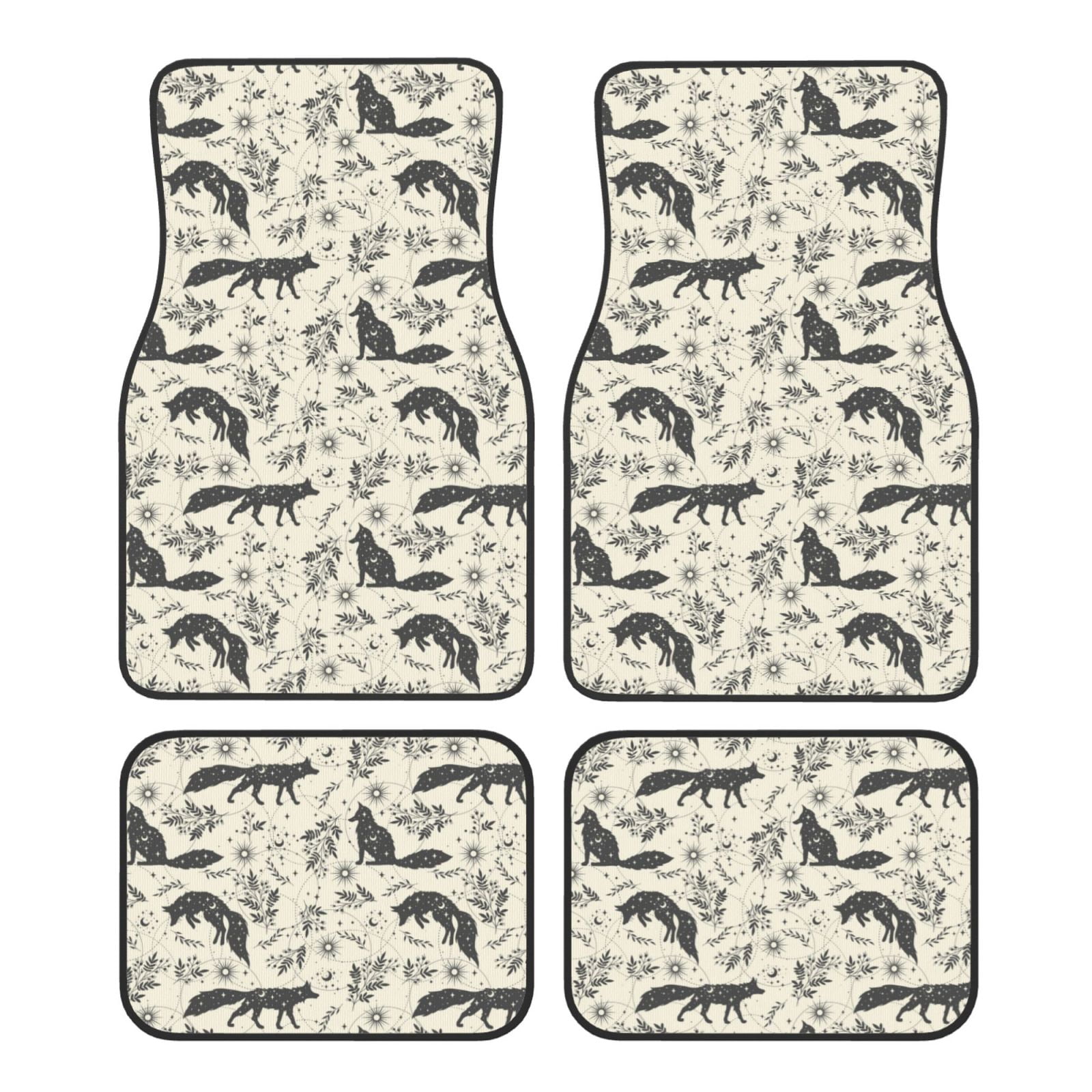 Noikeo Vintage Moon Fox for 4Piece Floor Mats, Custom Fit Car Mats All