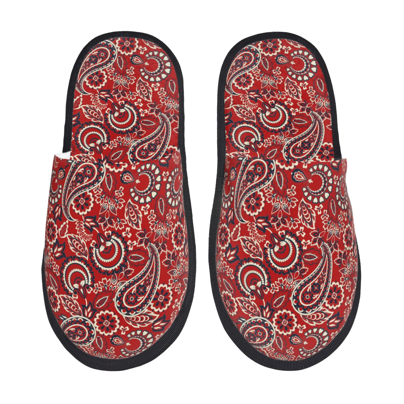 Noikeo Vintage Red Paisley Pattern Cozy Slippers Indoor for Women and Mens Fuzzy House Shoes Soft Plush Warm Slip on Slippers Medium Walmart