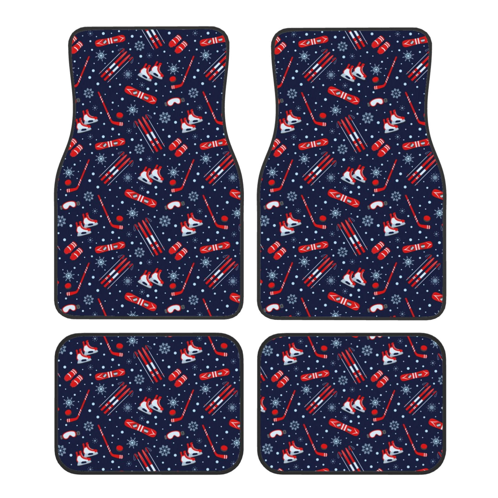 Noikeo Winter Sports Fun Pattern for 4Piece Floor Mats, Custom Fit Car