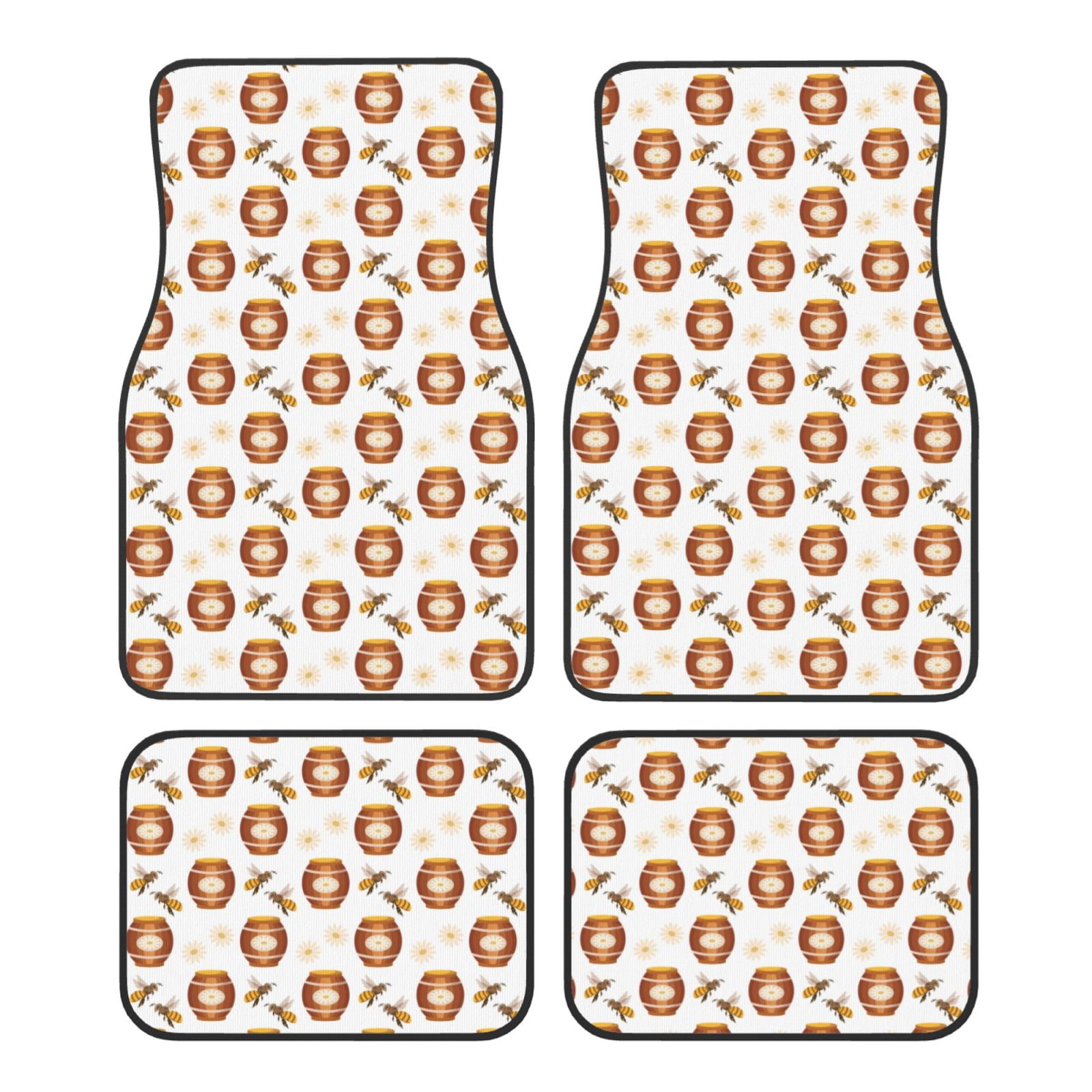 Noikeo Wooden Barrels With Honey for 4Piece Floor Mats, Custom Fit Car