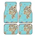 Noikeo World Travel Line Icons Map for 4Piece Floor Mats, Custom Fit