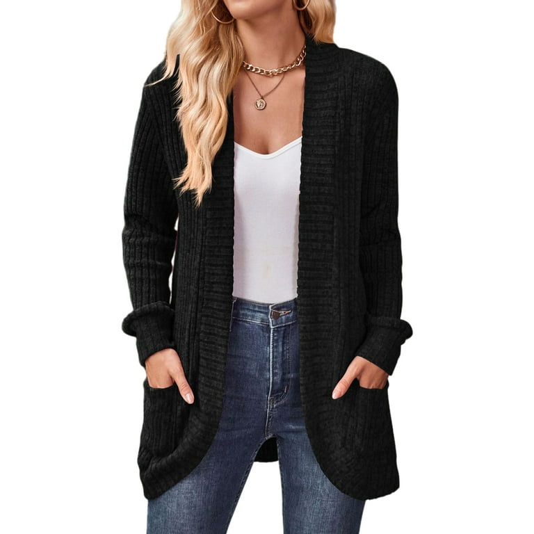 Patch Pocket Plain Batwing Sleeve Cardigans Patch Pocket Plain Batwing Sleeve Cardigans