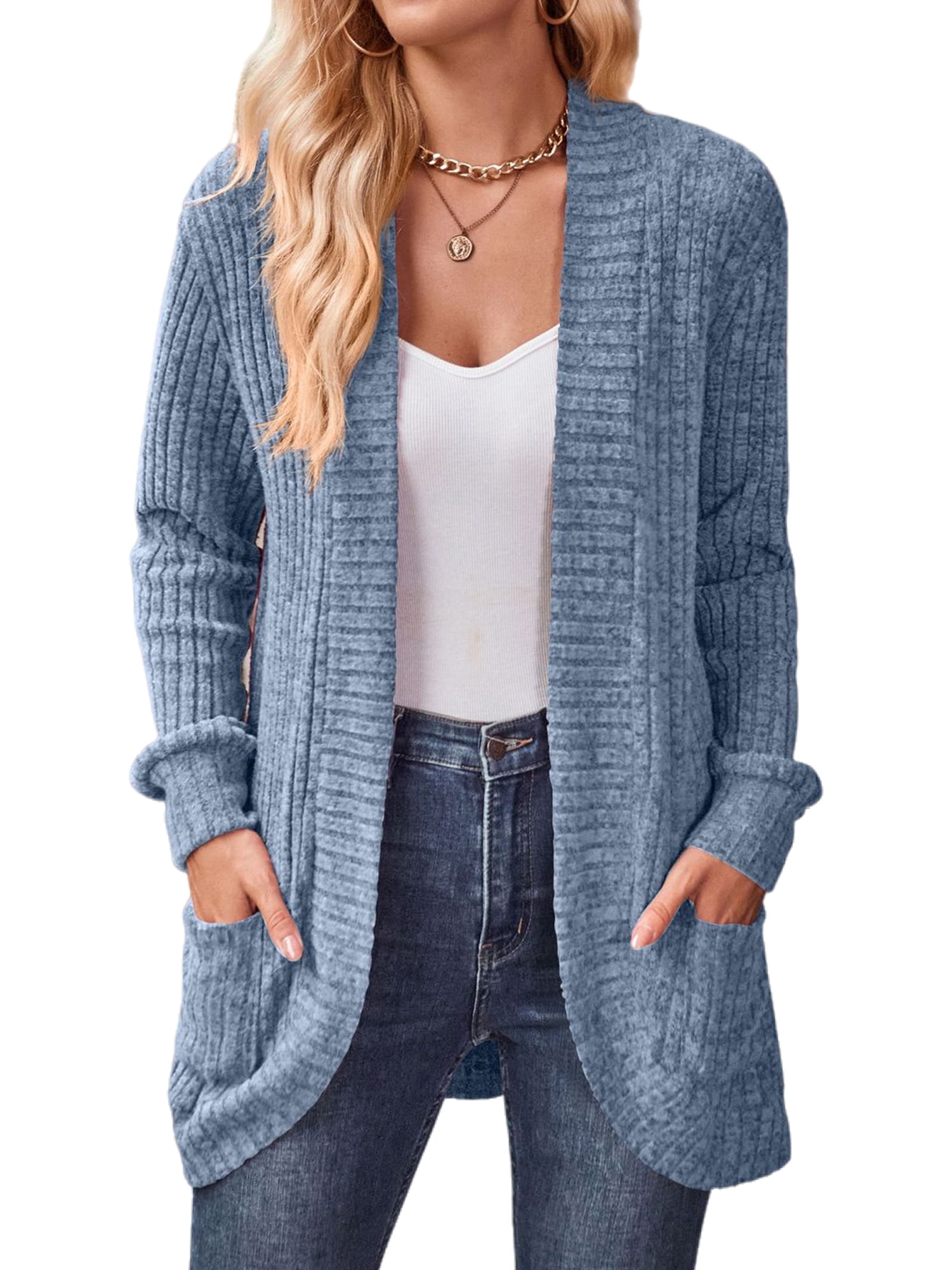 Noilla Ladies Cardigan Sweater Open Front Cardigans Long Sleeve Knitted