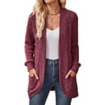 thumbnail image 1 of Noilla Ladies Cardigan Sweater Open Front Cardigans Long Sleeve Knitted Sweaters Women Loose Solid Color Wine Red M, 1 of 3