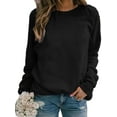 thumbnail image 1 of Noilla Women Sweatshirts Crew Neck Pullover Long Sleeve Sweatshirt Ladies Warm Tops Solid Color Black M, 1 of 3