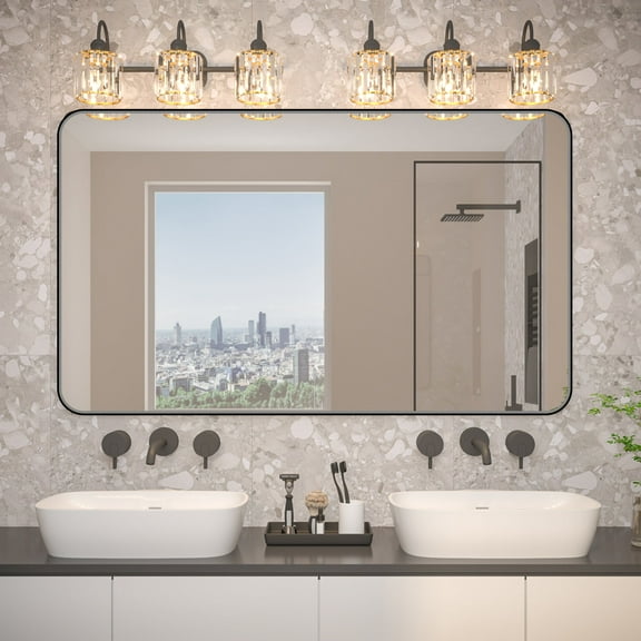 Noir 60" x 36" Vanity Mirror &ndash; Modern, Elegant, Rectangular Wall Mirror with Tempered Glass, Shatterproof, Rust-Resistant, Matte Black Frame for Bathroom, Living Room & Hallway