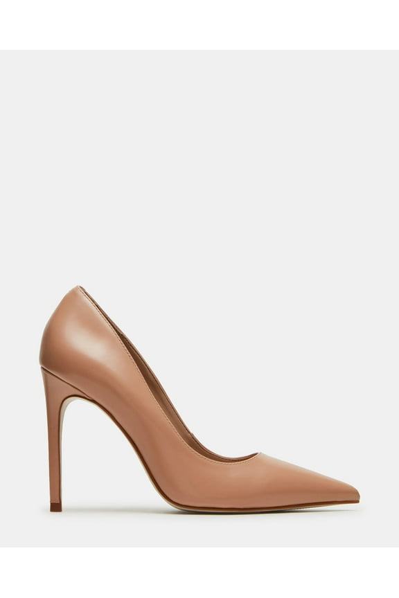 Noir Genuine Leather Hi Heel Point Toe Pumps - Tan Leather