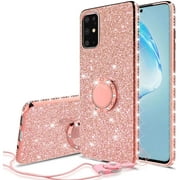 Noir Glitter Case For Galaxy S20 FE Case, Ring Kickstand Bling Cover for Girls Women Diamond Sparkly for Galaxy S20 FE Cases - Rose Gold