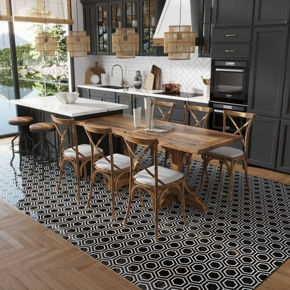 Noir Luxe 11 x 13 in. Polished Raven Black Marble Mosaic Hexagon Wall and Floor Tile (5.21 sq ft/case) - 5 Pack