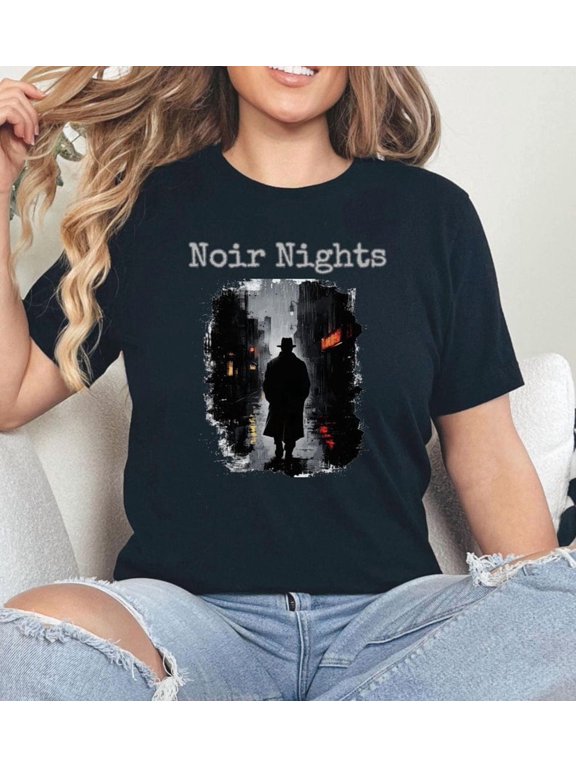 Noir Nights Unisex Tee, Detective Fiction Fan T-shirt, Films Noir Short Sleeve Shirt, Sleuth Movie Lover Clothing, Mystery Noir Genre