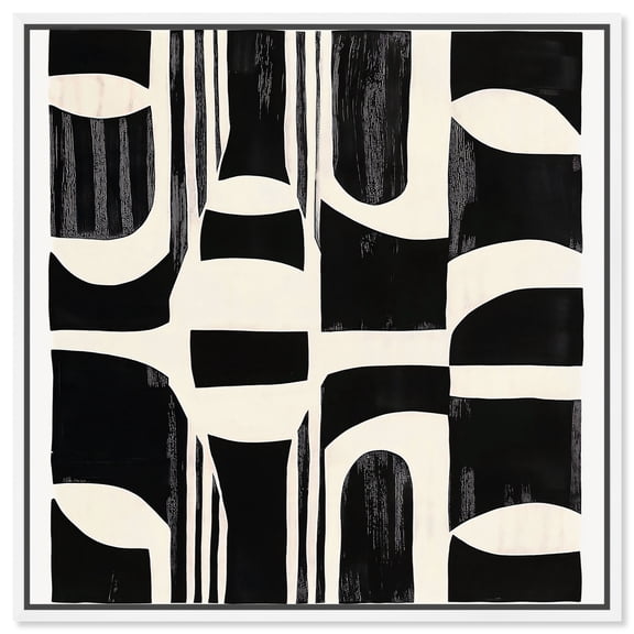 Noir Patterns II Canvas Modern Abstract Art by Art Remedy, White Frame, 40" x 40"