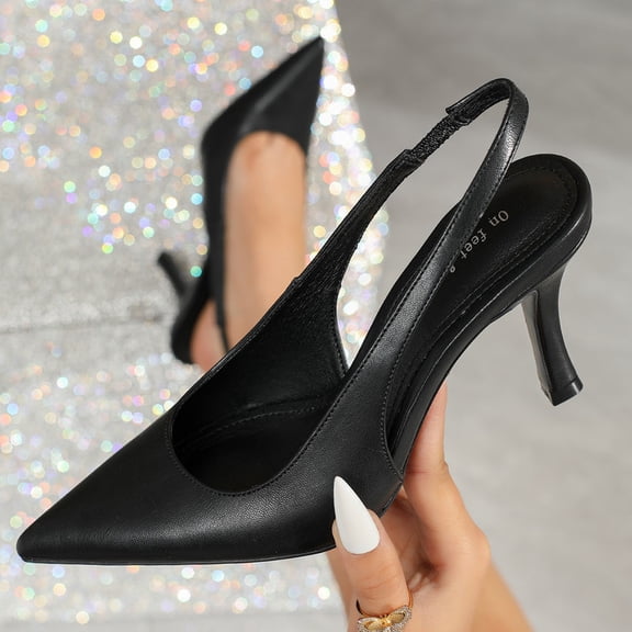 Noir Pointed-Toe Ankle Strap Heel