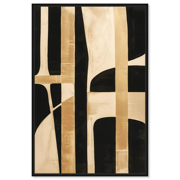 Noir and Gold I Canvas Midcentury Abstract by Art Remedy, Black Frame, 10 x 15