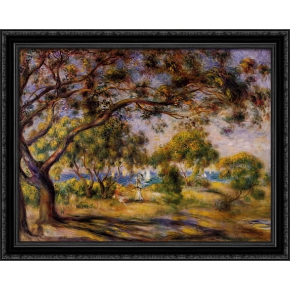 Noirmoutiers 34x28 Large Black Ornate Wood Framed Canvas Art by Pierre Auguste Renoir