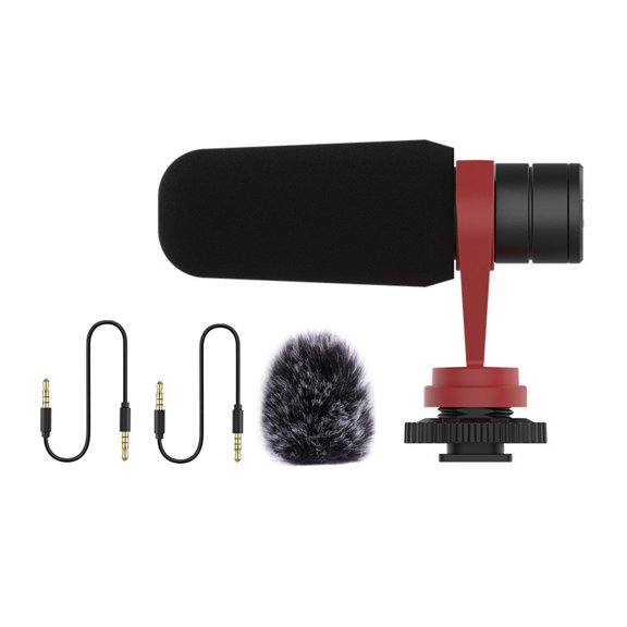 Noise Canceling Condenser Microphone Camera Recording Interviewing Microphone with 3.5mm Port Shock Proof Mount Recording