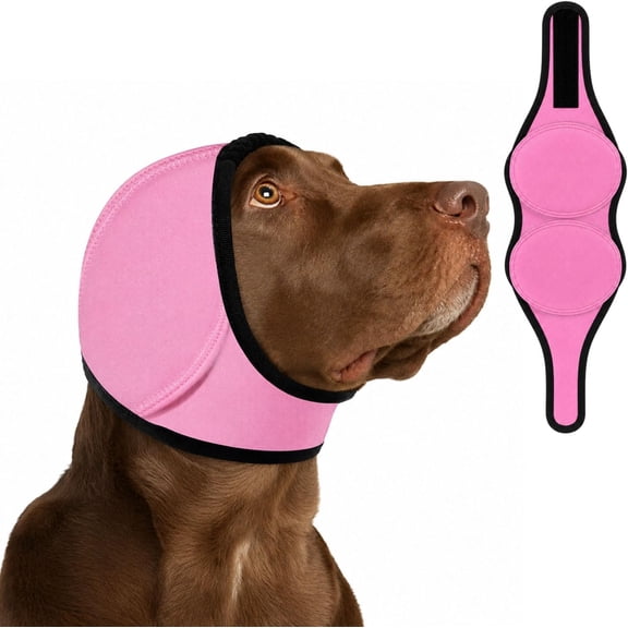 Noise Canceling Ear Wrap, Adjustable Dog Ear Muffs Noise Protection for Grooming Bathing Swimming, Quiet Pet Calming Cover for Fireworks Travel