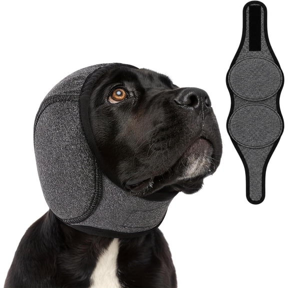 Noise Canceling Ear Wrap, Adjustable Dog Ear Muffs Noise Protection for Grooming Bathing Swimming, Quiet Pet Calming Cover for Fireworks Travel