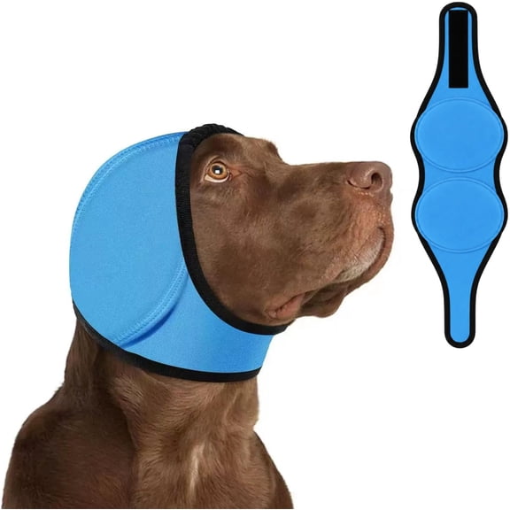 Noise Canceling Ear Wrap, Adjustable Dog Ear Muffs Noise Protection for Grooming Bathing Swimming, Quiet Pet Calming Cover for Fireworks Travel