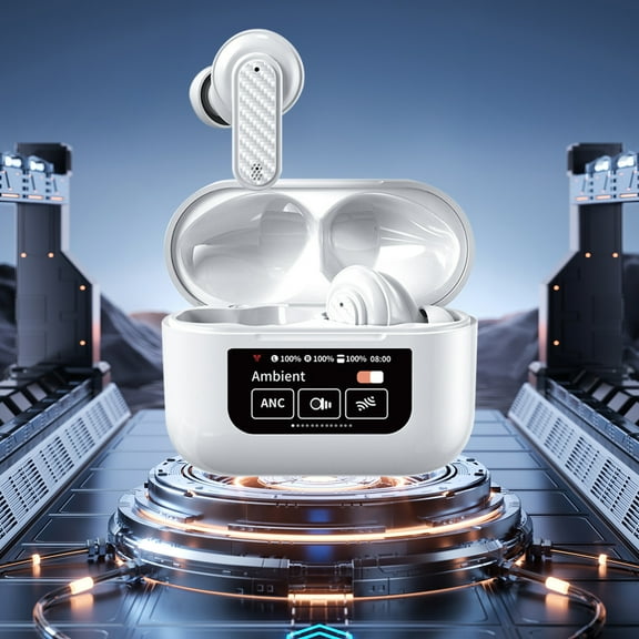 Noise Cancelling Bluetooth Earbuds with Big Touch Intelligent Screen Wireless Earbuds Bluetooth Headphones Waterproof Sweat-Proof Earphones