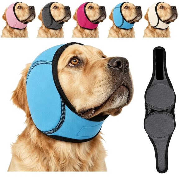 Noise Cancelling Ear Wrap, Dog Ear Muffs Noise Protection Firework Thunder Vacuum, Adjustable Dog Ear Protection Wrap for Dog Bathing Grooming Thunder Storm