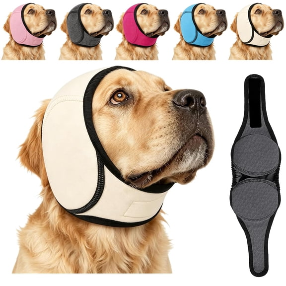 Noise Cancelling Ear Wrap, Dog Ear Muffs Noise Protection Firework Thunder Vacuum, Adjustable Dog Ear Protection Wrap for Dog Bathing Grooming Thunder Storm