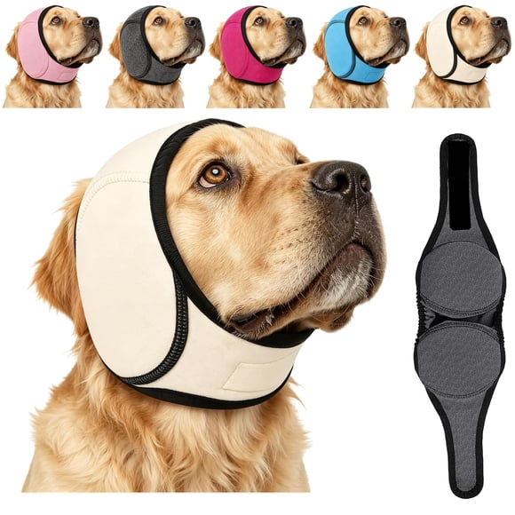 Noise Cancelling Ear Wrap, Dog Ear Muffs Noise Protection Firework Thunder Vacuum, Adjustable Dog Ear Protection Wrap for Dog Bathing Grooming Thunder Storm