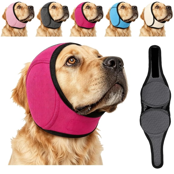 Noise Cancelling Ear Wrap, Dog Ear Muffs Noise Protection Firework Thunder Vacuum, Adjustable Dog Ear Protection Wrap for Dog Bathing Grooming Thunder Storm