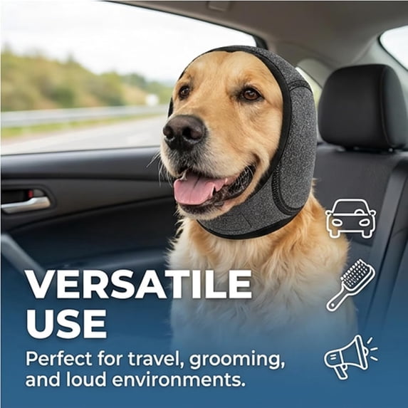 Noise Cancelling Ear Wrap, Dog No Shake Ear Muffs Noise Protection Firework Thunder Vacuum, Comfortable Quiet Dogs Calming Hoodie, Adjustable for Grooming Bathing & Swimming (Black,XL)