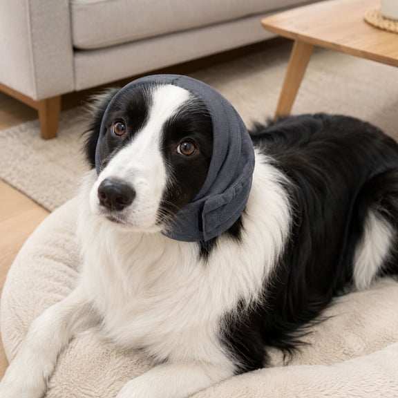 Noise Cancelling Ear Wrap, Noise Protection Firework Thunder, Elastic Dog Ear Wrap with Sound-Blocking Rubber Pads, No Shake, Adjustable (S-Dark Gray-S-A4)