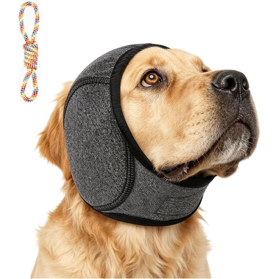 Noise Cancelling Ear Wrap for Dogs, Zenpup Ear Muffs, Sound Blocking Protection Hood for Firework Thunder, Adjustable Elastic No Slip Pet Snood
