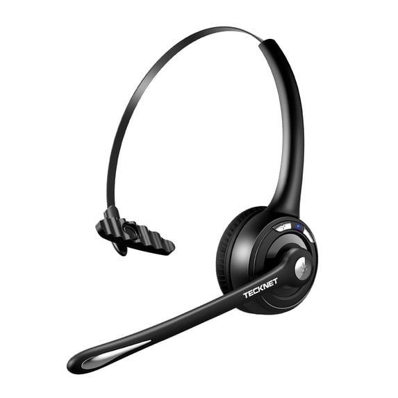 TECKNET Bluetooth Headset, Wireless Headset with Noise Canceling Microphone for Trucker, On-Ear Bluetooth Headphone with Mute Mic for Work
