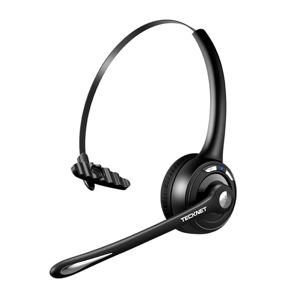 TECKNET Bluetooth Headset, Wireless Headset with Noise Canceling Microphone for Trucker, On-Ear Bluetooth Headphone with Mute Mic for Work