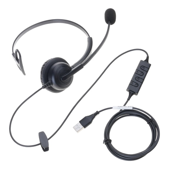 Noise Cancelling USB Headphones Single Ear Headset for PC Computer Laptop Mono Corded USB Headphone
