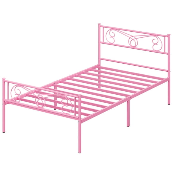 Noise Free Metal Platform Bed Frame with Headboard, Sturdy Slat Support & 12.2" Under Storage, No Box Spring Needed, Available in Twin and King Sizes