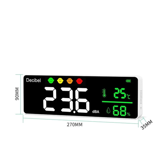 Noise Measuring Instrument Digital Decibel Sound Meter Temperature Meter Humidity Meter 3in1 Detector Indoor Wall Mounted Tester