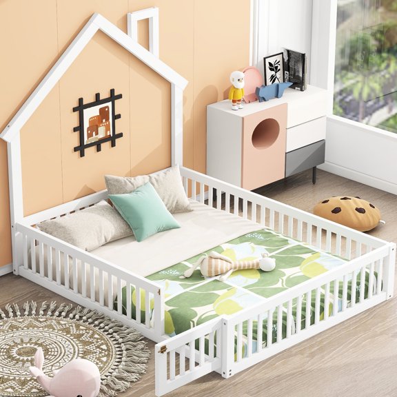 Noise - Proof and Safe - White House Platform Bed for Bedroom Relaxation