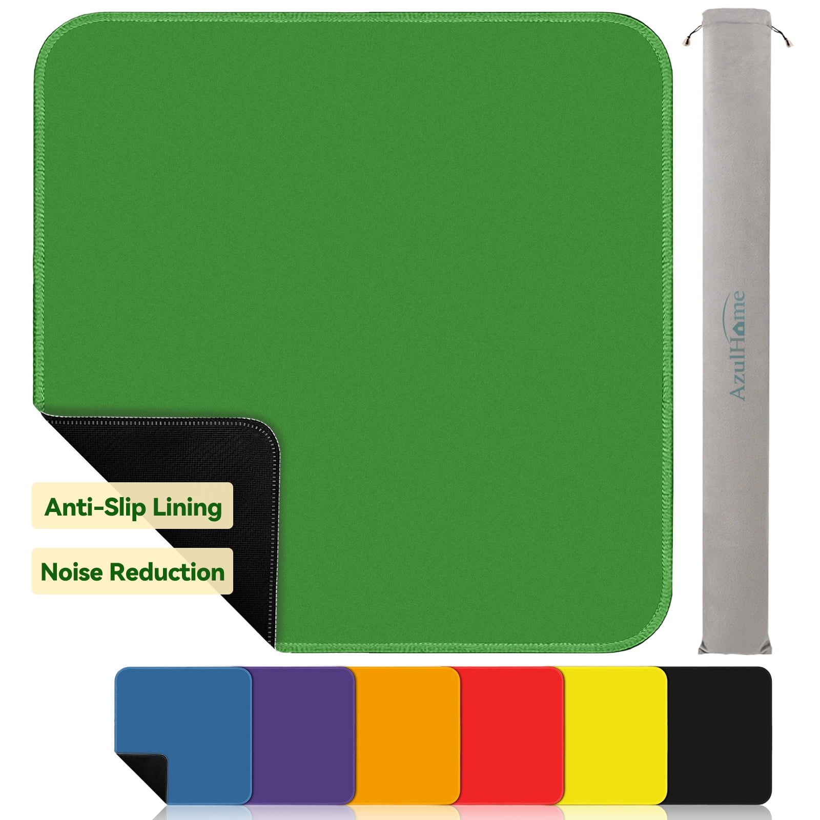 Noise Reducing Anti-Slip Table Cover Pad | Portable Game Mat for Mahjong, Poker, Cards, Dominoes with Carry Bag (Green)