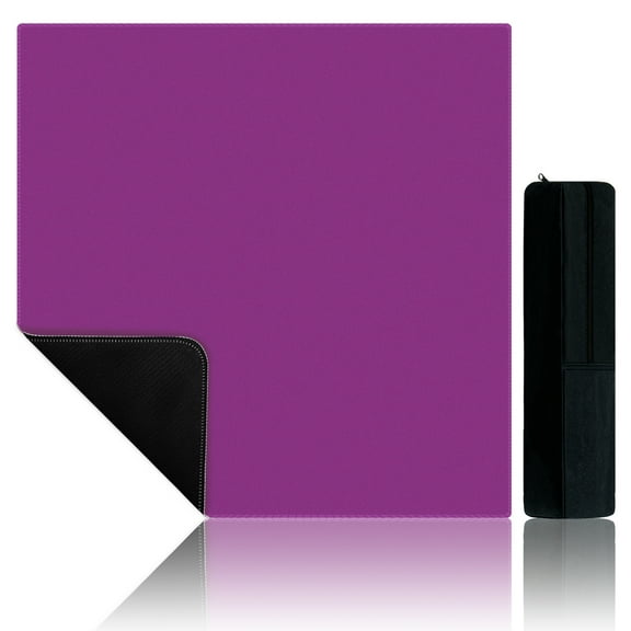 Noise Reducing Anti-Slip Table Cover Pad | Portable Game Mat for Mahjong, Poker, Cards, Dominoes with Carry Bag (Purple)