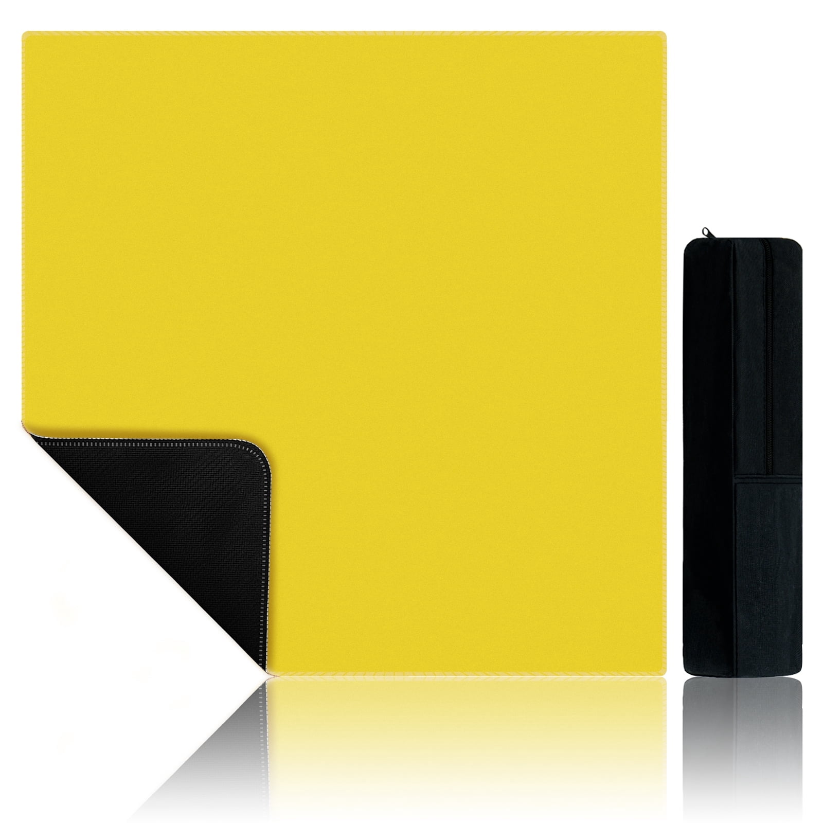 Noise Reducing Anti-Slip Table Cover Pad | Portable Game Mat for Mahjong, Poker, Cards, Dominoes with Carry Bag (Yellow)