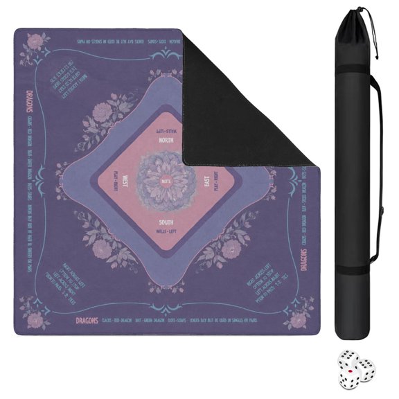 Noise-Reducing Rule Printed American Mahjong Mat 31.5" x 31.5", Anti-Slip Table Mat for Mahjong, Poker, Dominoes & Board Games